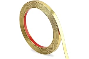 Hungbak Peel and Stick Wall Molding Trim, Flexible PVC Strip for Mirror, Cabinet, Tile Edge and DIY Home Decoration (Glossy Gold, 16.4 ft x 0.4 in)
