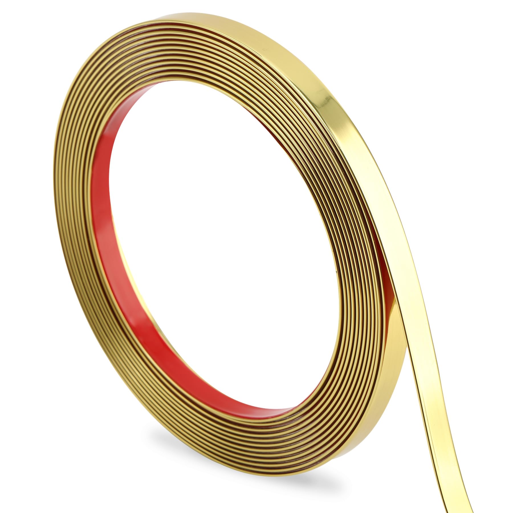 Photo 1 of Hungbak Peel and Stick Wall Molding Trim, Flexible PVC Strip for Mirror, Cabinet, Tile Edge and DIY Home Decoration (Glossy Gold, 16.4 ft x 0.8 in)