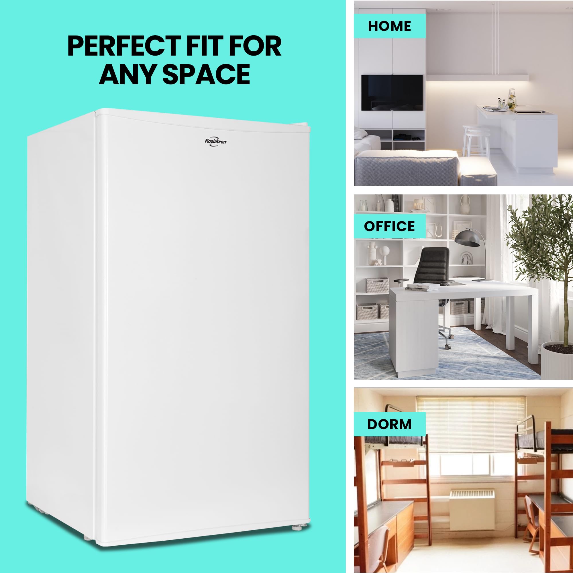 Koolatron Refrigerator - Mini Fridge With Freezer For Kitchen, Bedroom, office, Dorms, Cool Storage For Wine, Beverages, Compact Free Standing, Neveras Pequeñpara, 3.2 Cubic Feet Capacity, White