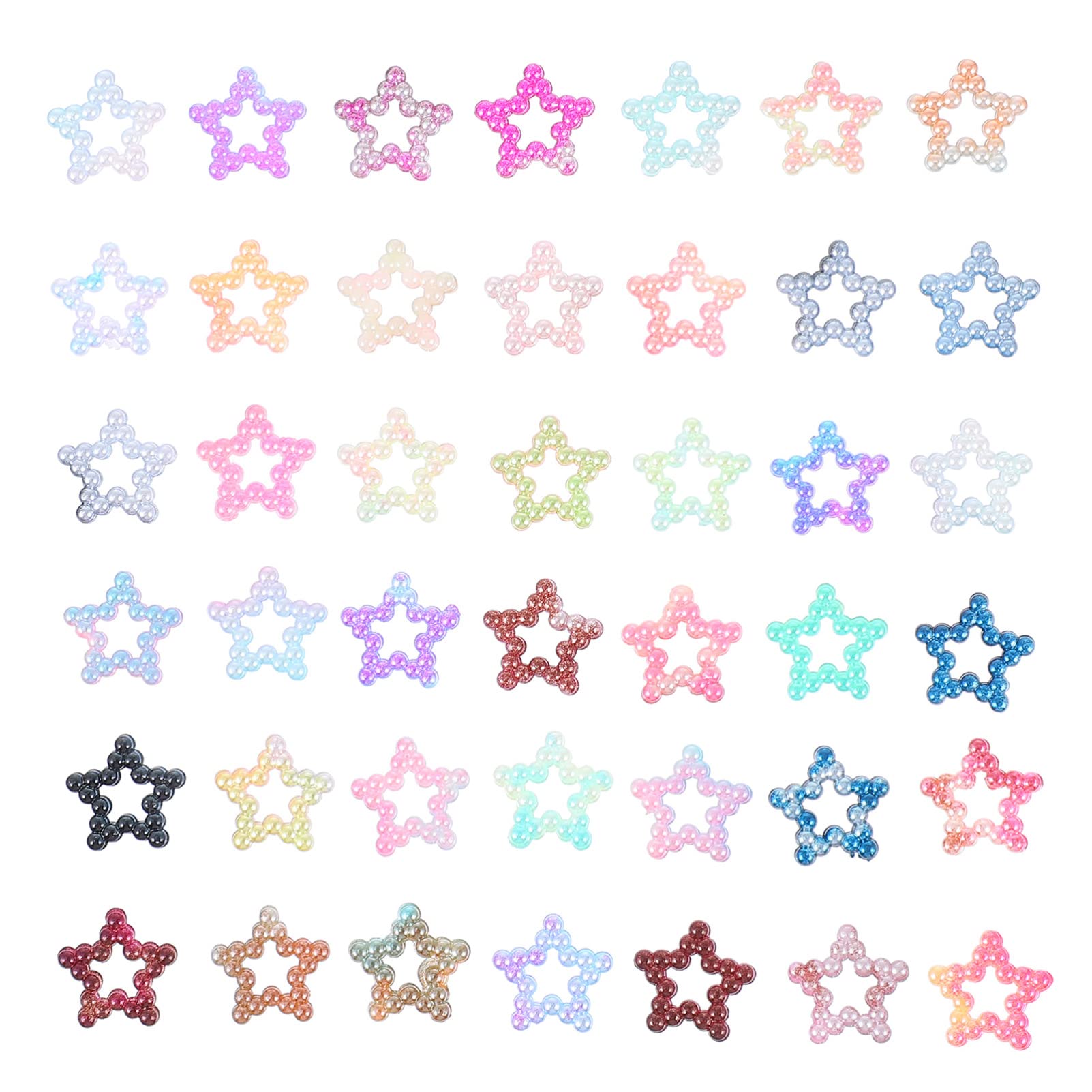 Amosfun 200pcs Flat Back Pearl Star Shaped Faux Pearl Cabochons Buttons Embellishments for Jewelry Making DIY Craft Hair Accessory Party Decoration, 1.3X1.3X0.2CM