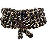 TUMBEELLUWA 6mm Stone Beads Bracelet for Women and Men, 108 Mala Prayer Beads Necklace for Unisex Elastic