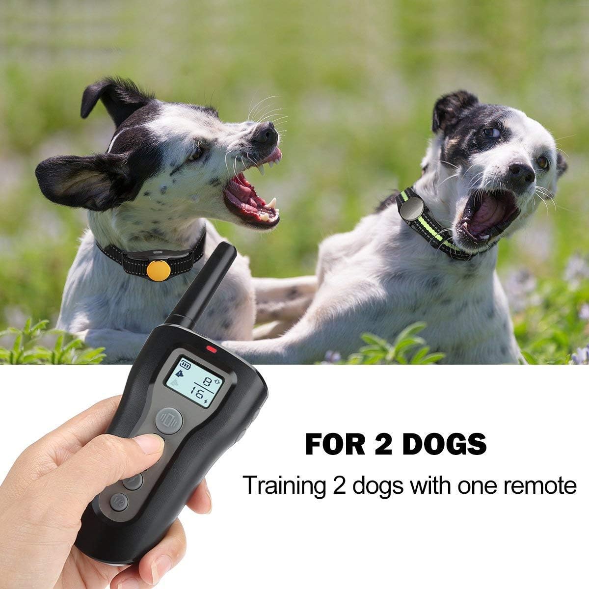 BOOCOSA Dog Training Collar for 2 Dogs-Remote Rechargeable Shock Collar for Dogs, Waterproof Electric Shock Collar with Beep Vibration Shock for Small Medium Large Dogs (for 2 Dogs)