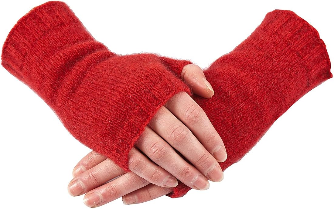 New Zealand Wool/Brushtail Possum Blend Short Plain Glovelet Unisex Red