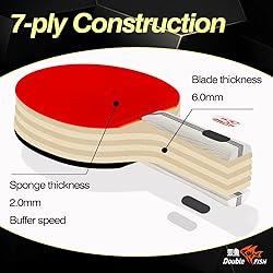 DOUBLE FISH Ping Pong Paddles Set of 4 with 6pcs