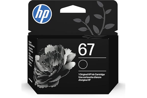 HP 67 Black Ink Cartridge | Works with DeskJet 1255, 2700, 4100 and Envy 6000, 6400 Series, Eligible for Instant Ink, 3YM56AN | Packaging May Vary