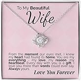 Zahlia Wife Necklace Gift Idea She’ll Love - Romantic Pendant Jewelry with Message Card & Gift Box for Birthday, Anniversary, Christmas, or Valentine’s