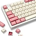 GMKWTL XVX Double Shot PBT Keycaps, Cute Bear Keycap Set with MDA Profile, Pink and Creamy Keycaps Suitable for Cherry Gateron MX Switches Mechanical Keyboard
