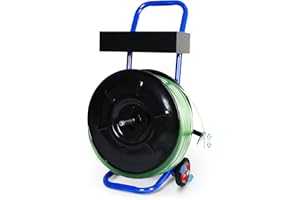 Nroboo Heavy Duty 7.8" Strapping Cart, Strapping Dispenser for Poly/Plastic Steel/Fibre Strapping, Moveable Strapping Dispenser Deluxe Banding Cart with Built-in Tray(Blue)