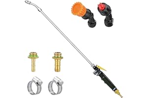 VANPET Stainless Steel Sprayer Wand Replacement with 3 Types of Nozzles, Fan Nozzle, 1/4" & 3/8" Brass Barb and 2 Hose Clamps (29 Inch Wand with 3 Nozzles)
