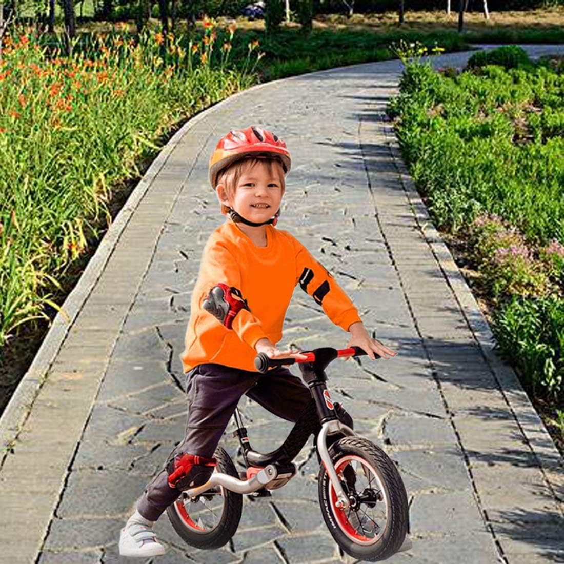 DANIVE Kids Protective Gear Set, Toddler Knee and Elbow Pads Set with Wrist Guard, for Rollerblading, Skateboard, Cycling, Skating, Bike, Scooter, Adjustable Strap for 4~12 Years Old : Sports & Outdoors