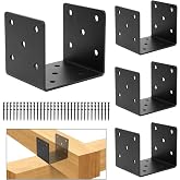 XZWMY 4x4 Concrete Post Base 4Pcs,Post Anchor Connector,3mm Thick | Joist Hanger Brackets Support,Half Post Base,Roof Post Cap Tie Brackets for Wood House or Light Steel Frame