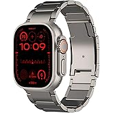 Titanium Band Compatible with Apple Watch Band 49mm 46mm 45mm 44mm 42mm ,Replacement Watch Band with Folding Clasp For iWatch Ultra2 Ultra SE 2 SE Series 10 9 8 7 6 5 4 3 2 1 Man Woman Metal Strap (Titanium, 42mm/44mm/45mm/46mm/49mm)