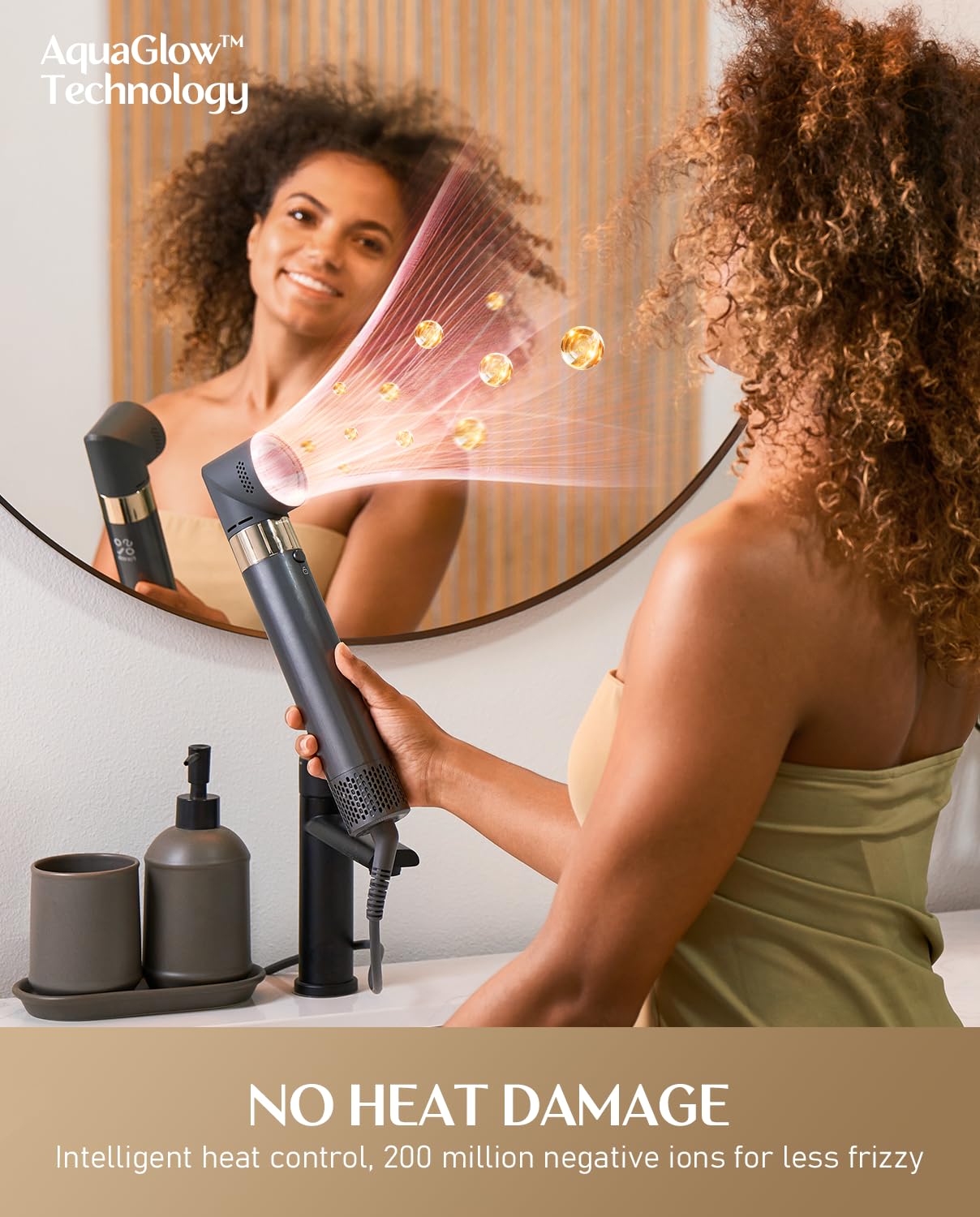 FanttikSolo 6 in 1 AirWave Air Auto Wrap Styler, Ionic Hair Dryer Brush for Curling, Straightening, Volumizing and Drying, Hair Multi-Stylers with Storage Bag, Curlers, Smooth Brush, Concentrator