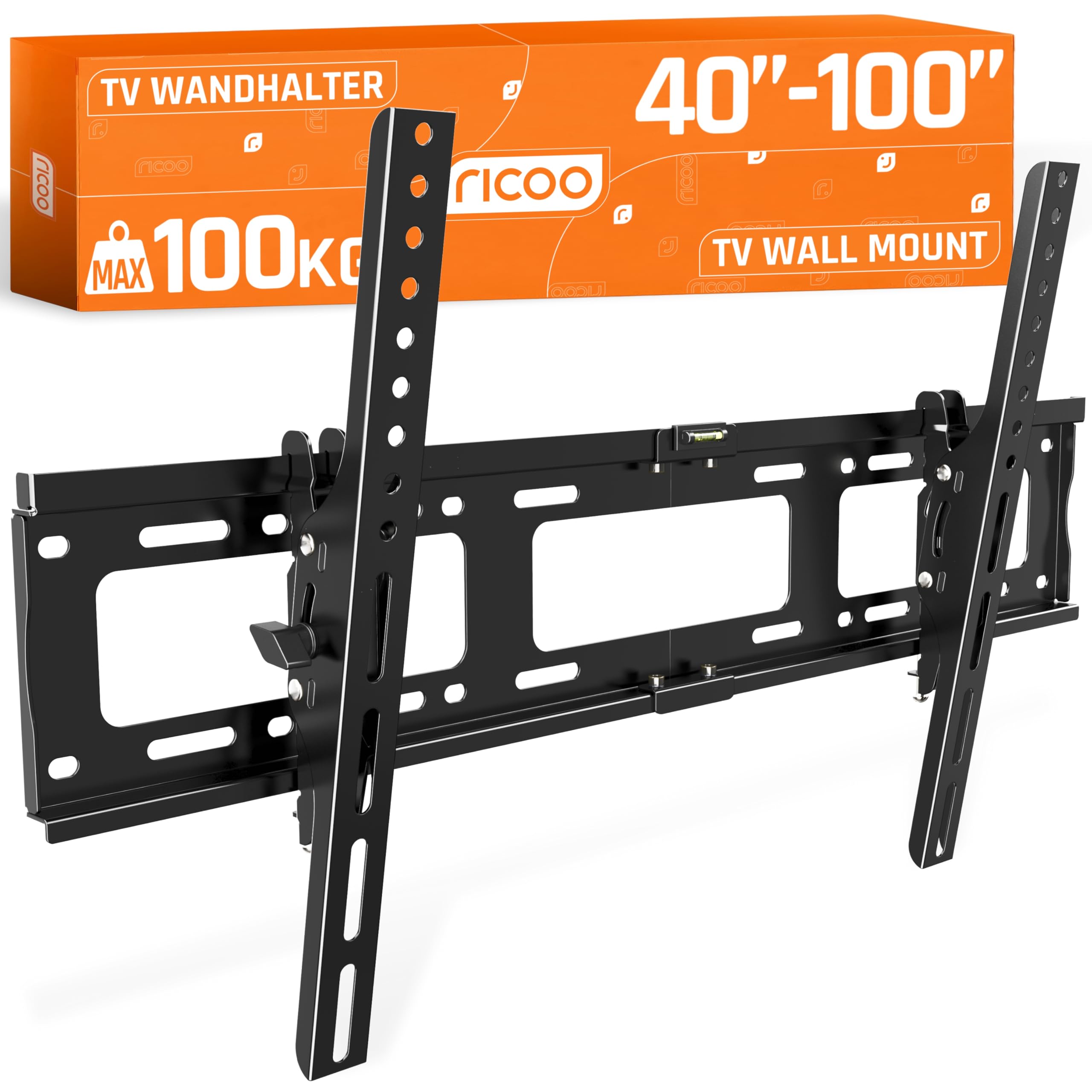 RICOO TV Wall Bracket Mount tilt and flat approx 37-75 Inch LED LCD OLED Screens R17 Universal for VESA 300x200-700x400 Black
