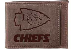 Team Sports America NFL Kansas City Chiefs Front Pocket Slim Wallet for Men | Minimalist Leather RFID Blocking Bifold Card Holder with Money Clip | Officially Licensed Stamped Logo