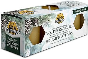Dutchman’s Gold Beeswax Votive Candles | 100% Pure Canadian Beeswax | Clean Burning & Non-Toxic | Handcrafted | 3 Pack