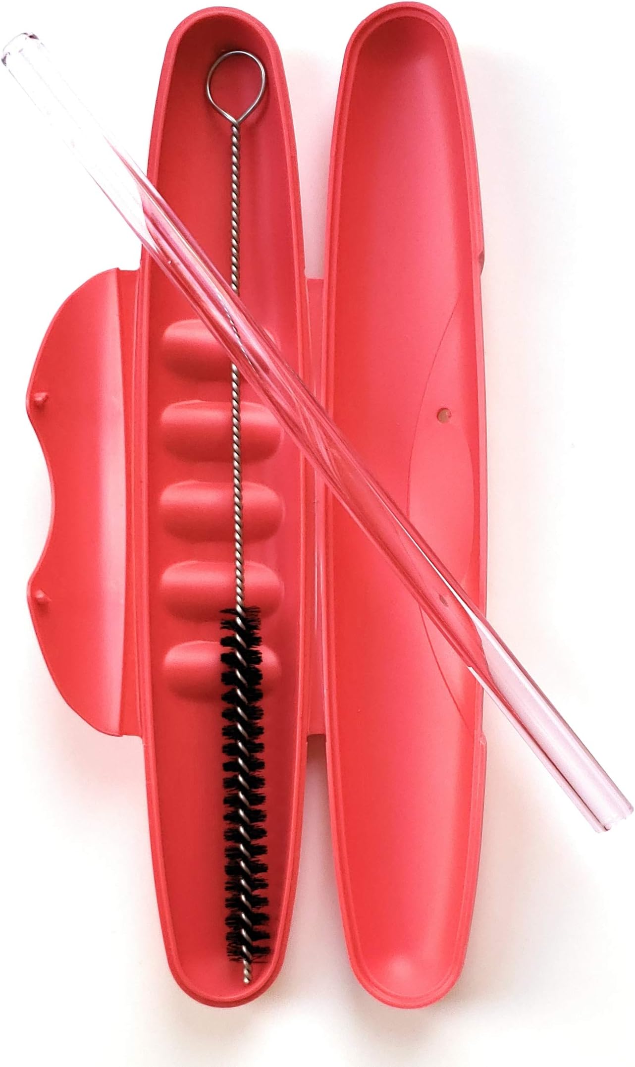 Reusable Glass Drinking Straw with Travel to Go Protective Carrying Case Holder and Cleaning Brush | Perfect for Home, Office Or Gift | Straight 8 in x 9.5 mm Healthy, Eco Friendly (Pink Sapphire)