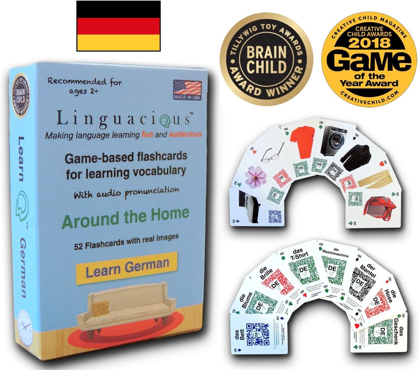 Linguacious Award-Winning Around The Home German Flashcard Game - with Audio!