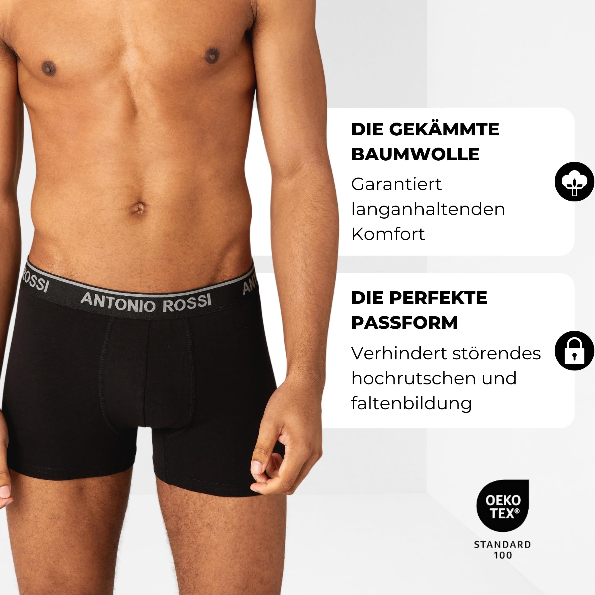 ANTONIO ROSSI 12er-Pack Boxershorts Herren Baumwolle, Stretch-Bund 3