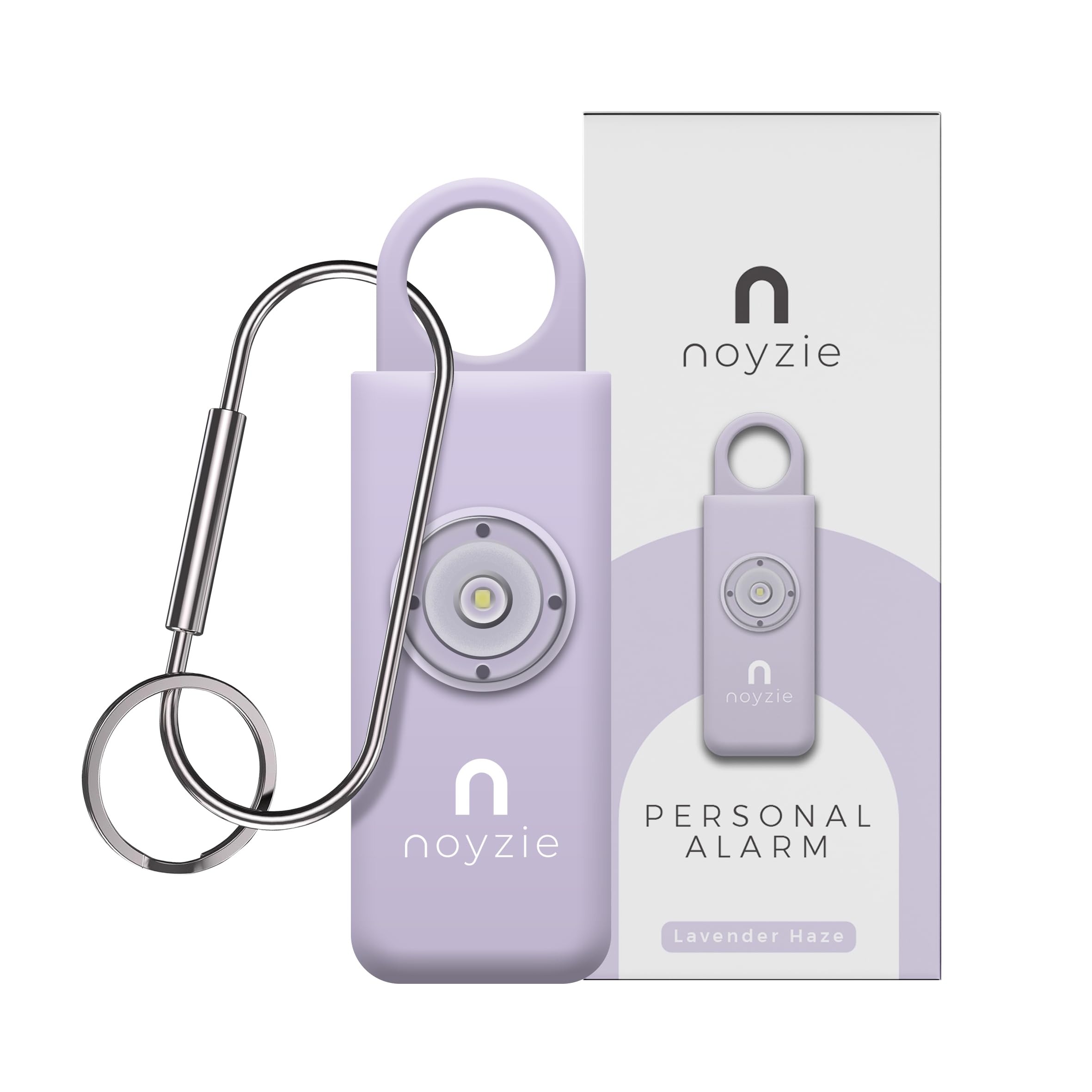 Personal Alarm NOYZIE Personal Safety Alarm - LOUD 130db Siren & 200-Lumen Strobing LED Light - Self Defence Rope Alarm Keyring Keychain for Women, Men, Elderly & Dog Walkers (Purple Rechargeable)