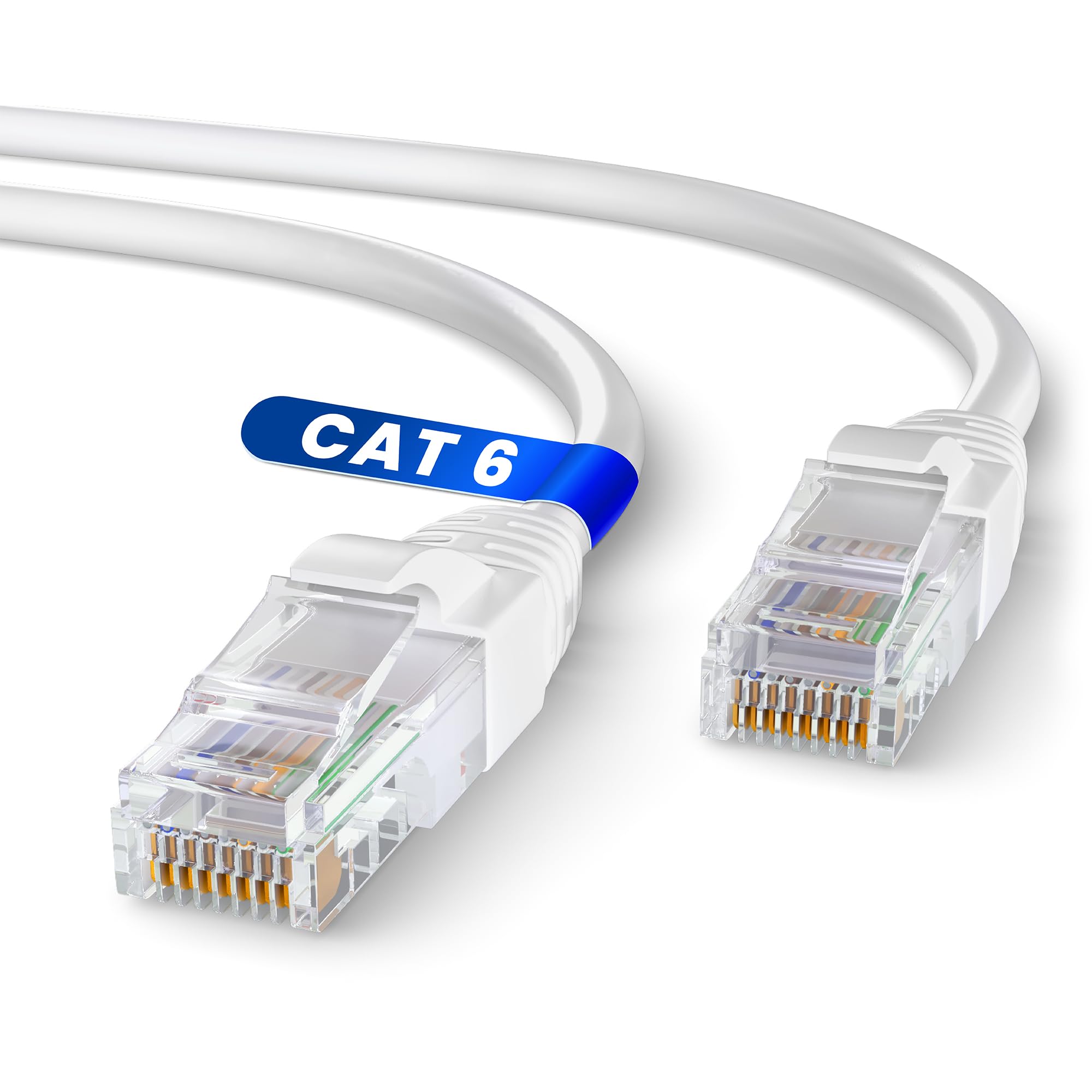 Mr. Tronic White Cat 6 Ethernet Cable 50m, LAN Ethernet Network Cable with RJ45 Ends Connectors, Internet Compatible with Cat 7 / Cat 8 | AWG24 Patch, UTP CCA (50 Meters, White)