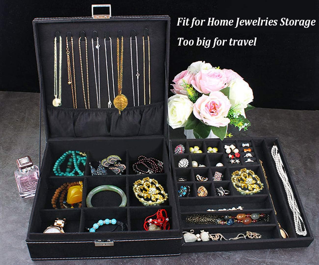 Jewelry Box for Women, QBeel 2 Layer 36 Compartments Necklace Jewelry Organizer eBay