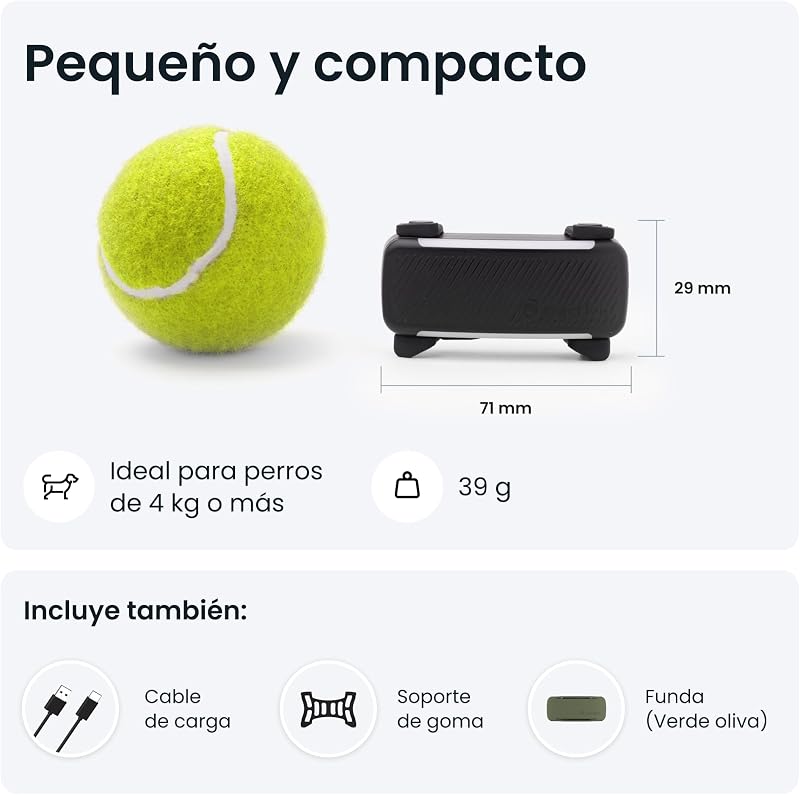 Smart Dog GPS - Pacote com capa verde-oliva | Edição 2025 | Localização GPS em Tempo Real | Alertas Anti-Fugas e Avisos de Saúde | Monitor de Sinais Vitais (Preto)