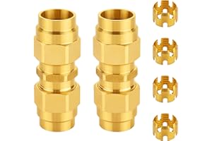 Brass DOT Air Brake End Fitting, Dazakoot 3/8” OD Union Tubing for J1402 Air Brake Hose, Air Brake Hose Fitting for Replace Semi Truck Air Brake System - 2pcs Union Tube & 4pcs Sleeve Tube