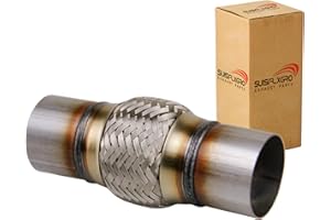 SUISFLXGRO Exhaust Flex Pipe 2.5""X4""/8"" Universal Type 100% Stainless Steel For Heavy Duty and Cars, SF63.5X102X202