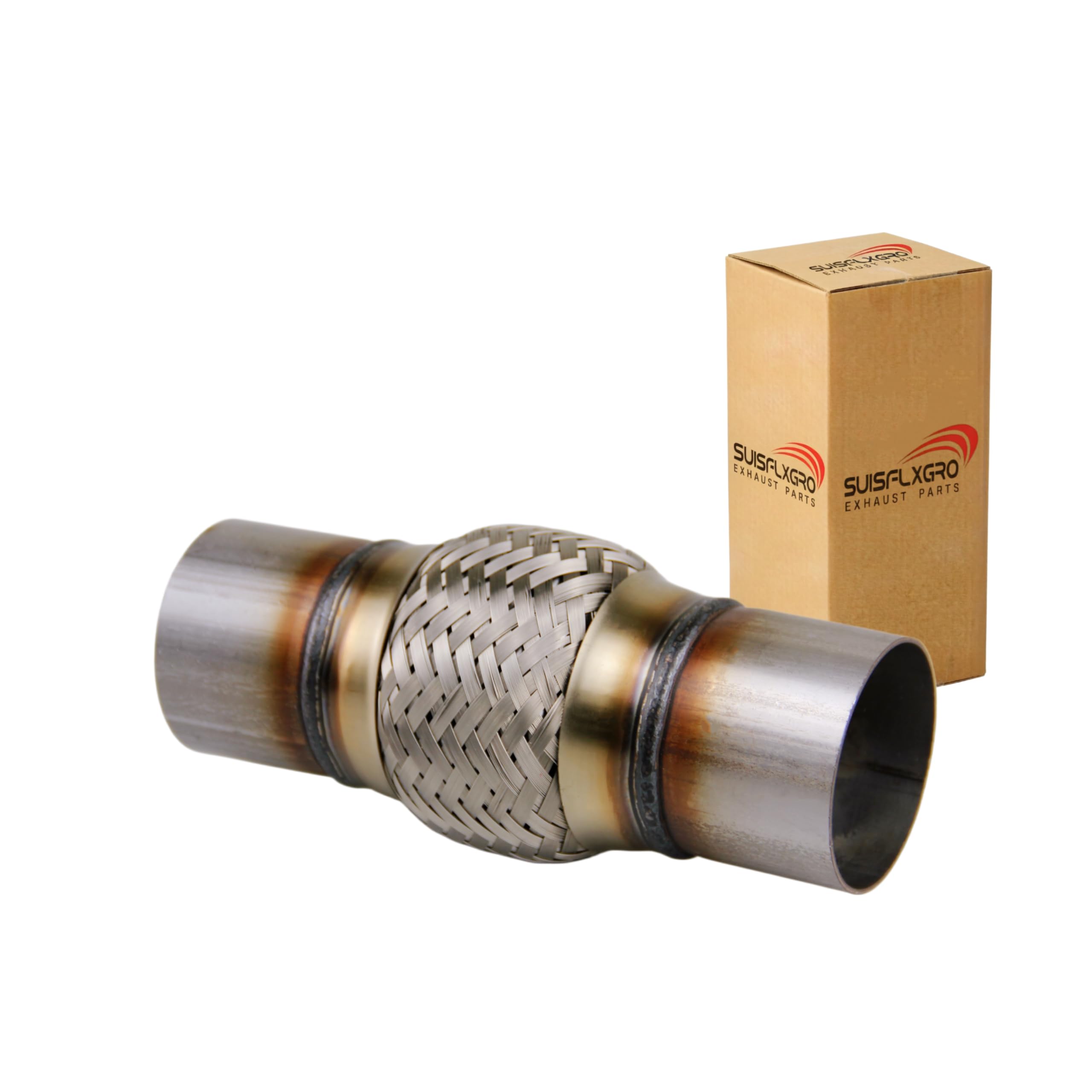 Photo 1 of SUISFLXGRO Exhaust Flex Pipe Universal Type 100% Stainless Steel For Heavy Duty and Cars (1 PC, 3.0X4X8)