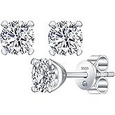 JNQZM Moissanite Earrings, 925 Sterling Silver Stud Earring for Women Men, 1-4 CT D Color VVS1 Lab Created Moissanite Diamond Studs, Hypoallergenic Rhodium Plated Jewelry Gifts