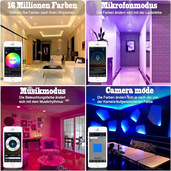 10 focos LED empotrables con WiFi Bluetooth 9 W 230 V RGBWC empotrables 16 millones de colores con mando a distancia Smart Bridge compatible con Alexa Google Home