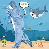 TBGENIUS Shark Blanket Onesie Adults Shark Hoodie Cozy Fleece Costume view 4