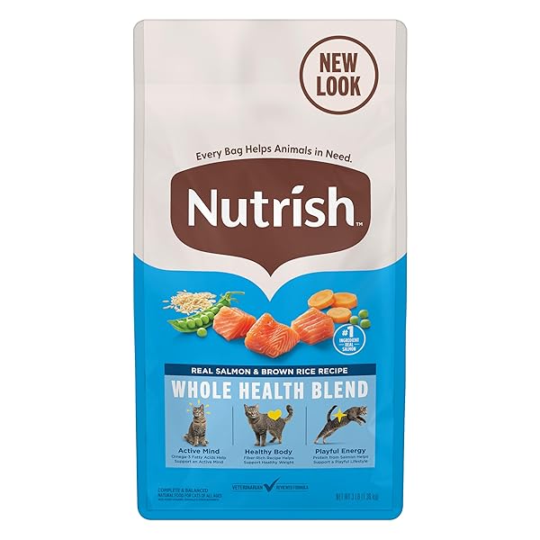 NUTRISH DRY CAT FOOD, REAL SALMON & BROWN RICE RECIPE WHOLE HEALTH BLEND, 3 LB. BAG (RACHAEL RAY)