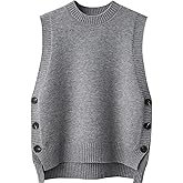 ZUEVI Women’s Sweater Vest Round Neck Knit Pullover Vests Trendy Classic Sleeveless Pullover Sweaters Tops