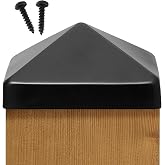6x6 Pyramid Post Cap &ndash; Stainless Steel, Matte Black &ndash; Fits 5.5 x 5.5 Wood Posts &ndash; Extended &frac34;" Lip, Tall Peak &ndash; Rustproof Fence or Deck Cover &ndash; Screws Included