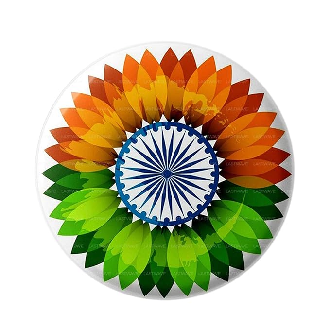 Buy LASTWAVE Indian Flag Badge, Flower Design Independence Day India
