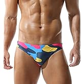 Mens Sexy Bikini Swimwear Camouflage Triangle Swim Trunks for Men 2" Stylish Swim Briefs