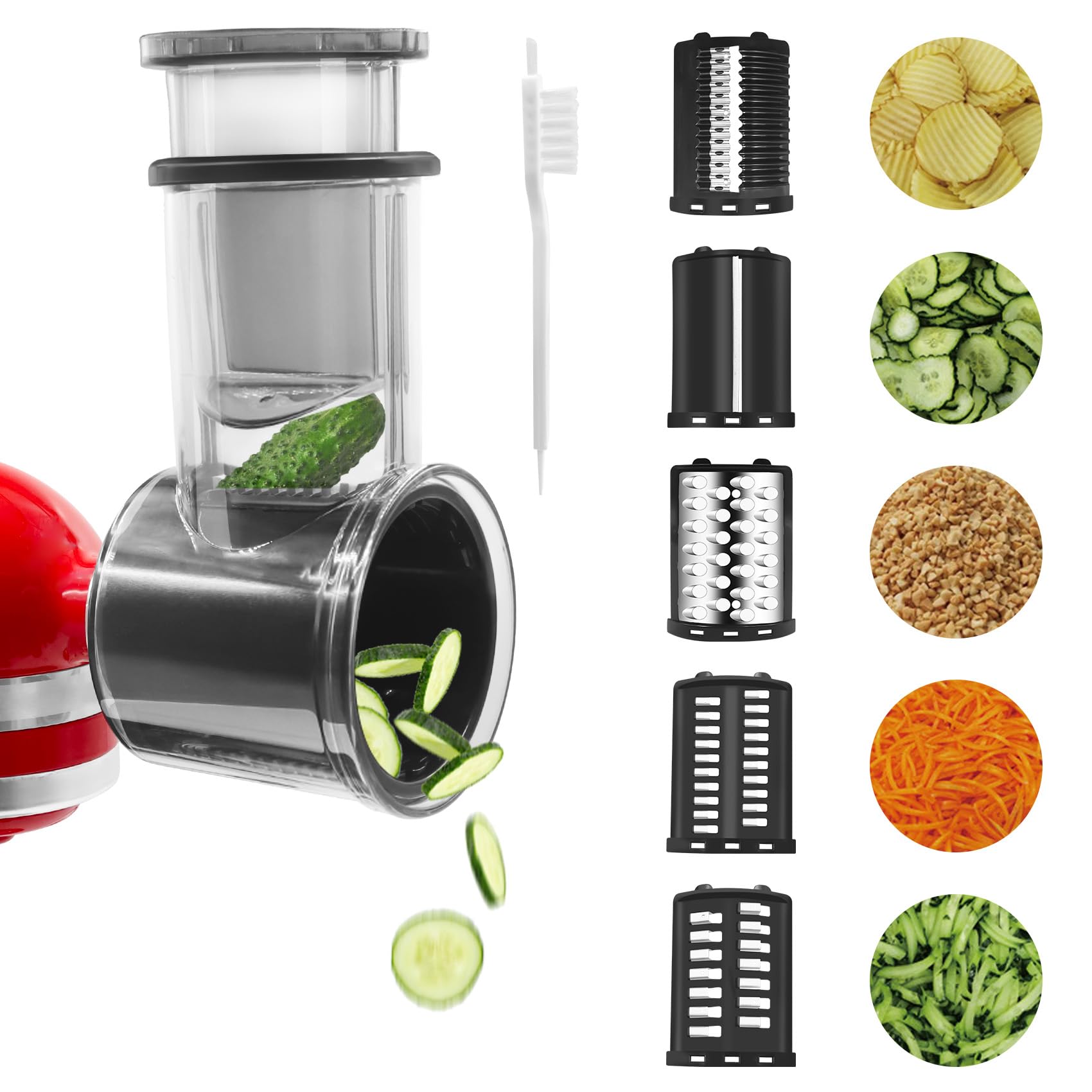 Slicer Shredder Attachments for Kitchen Aid Stand Mixer,Food Slicers Cheese Grater Attachment for Kitchen aid Accessories, Salad Maker Accessory Vegetable Chopper Slicer Accessories with 5 Blades