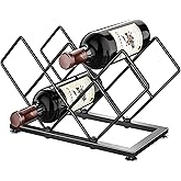 POKIPO Countertop Wine Rack - 7 Bottles Metal Small Wine Rack Wine Bottle Holder Storage Space Saving for Home Kitchen Bar Tableop Cabinet Pantry
