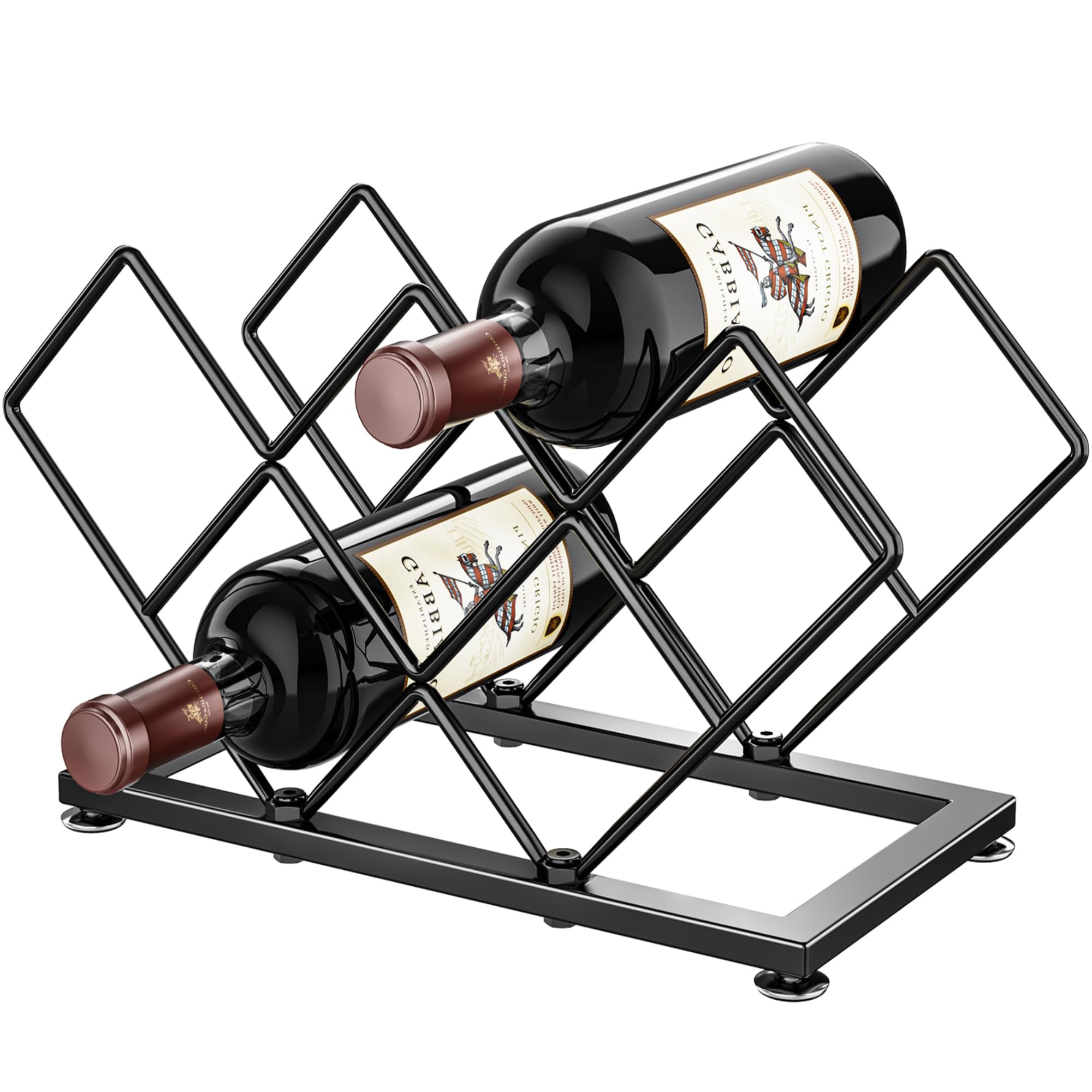 Photo 1 of POKIPO Countertop Wine Rack - 7 Bottles Metal Small Wine Racks Wine Bottle Holder Storage Space Saving for Home Kitchen Bar Tableop Cabinet Pantry