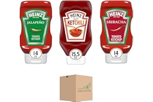 Spicy Ketchup Heinz Variety Pack- Includes Heinz KetChili Ketchup, Heinz Sriracha, and Heinz Jalapeno Ketchup by Snackivore. (3 x 14oz Bottles)