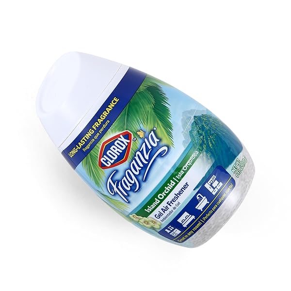 CLOROX FRAGANZIA GEL AIR FRESHENER CONE, ISLAND ORCHID SCENT – NO-PLUG, BATTERY-FREE AIR FRESHENER FOR SMALL ROOMS, CLOSETS, KITCHENS, BATHROOMS, OFFICES AND MORE, 6 OUNCE