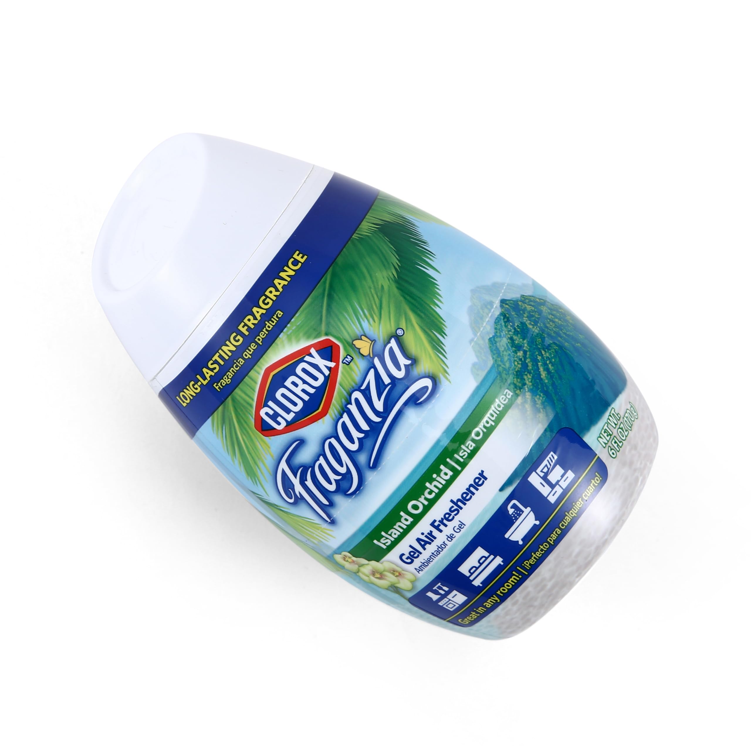 Clorox Fraganzia Gel Air Freshener Cone, Island Orchid Scent - No-Plug, Battery-Free Air Freshener for Small Rooms, Closets, Kitchens, Bathrooms, Offices and More, 6 Ounce - 12 Pack