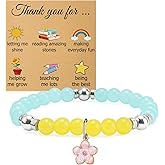 Gevody Thank You Teacher Beads Bracelet Appreciation Gifts for Women Teaching Assistant Beaded Bracelets Teacher Gifts for Graduation End of Term Retirement Present Thank You Teaching Stretch Jewelry