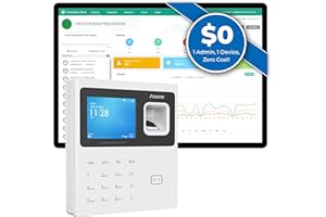 ANVIZ Time Clocks for Employees Small Business - CX2 Fingerprint Biometric Clock in and Out Machine - Forever Free Cloud Software, White