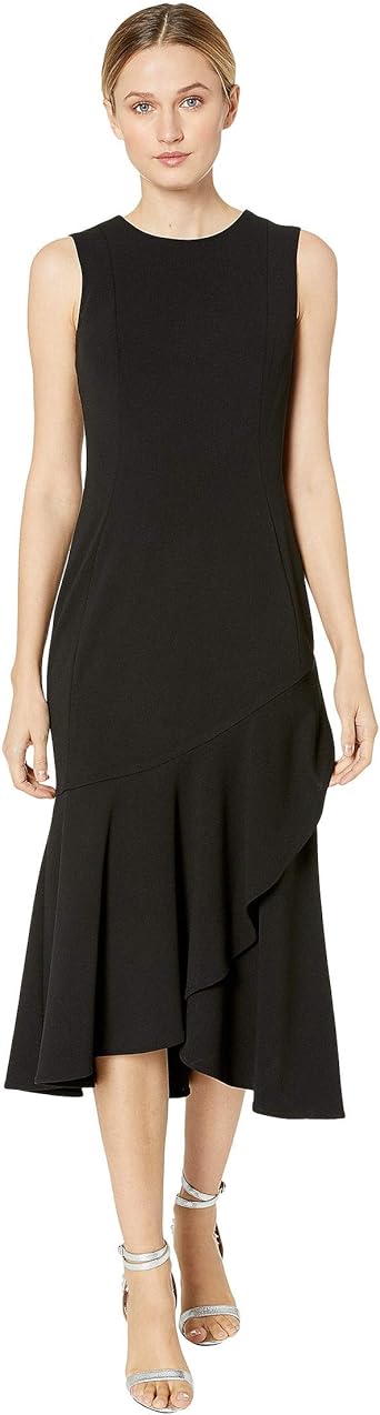 calvin klein ruffle hem midi dress