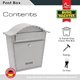 Burg-Wächter MB01FG French Grey Classic Wall Mounted Galvanised Steel Post Box view 3