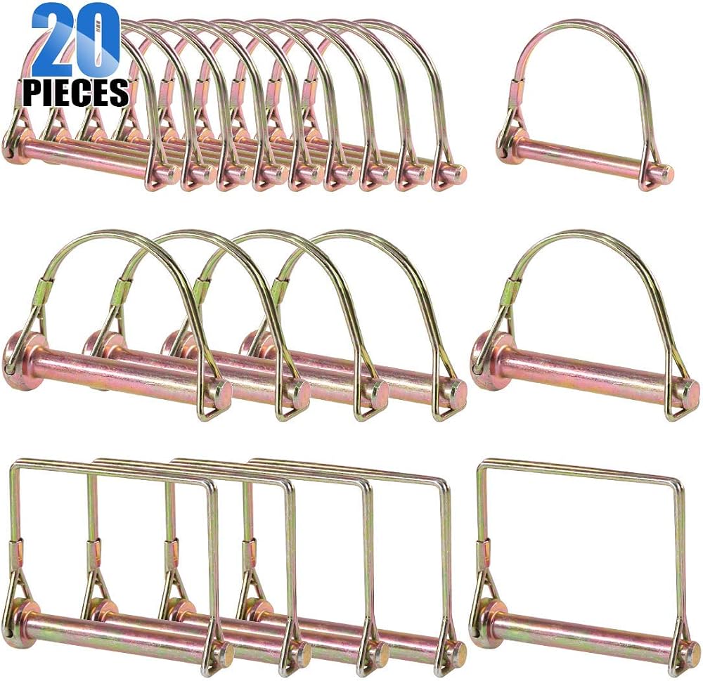 GLARKS Heavy Duty PTO Pin Assortment Kit Farm Trailers Wagons Lawn Garden 20Pcs