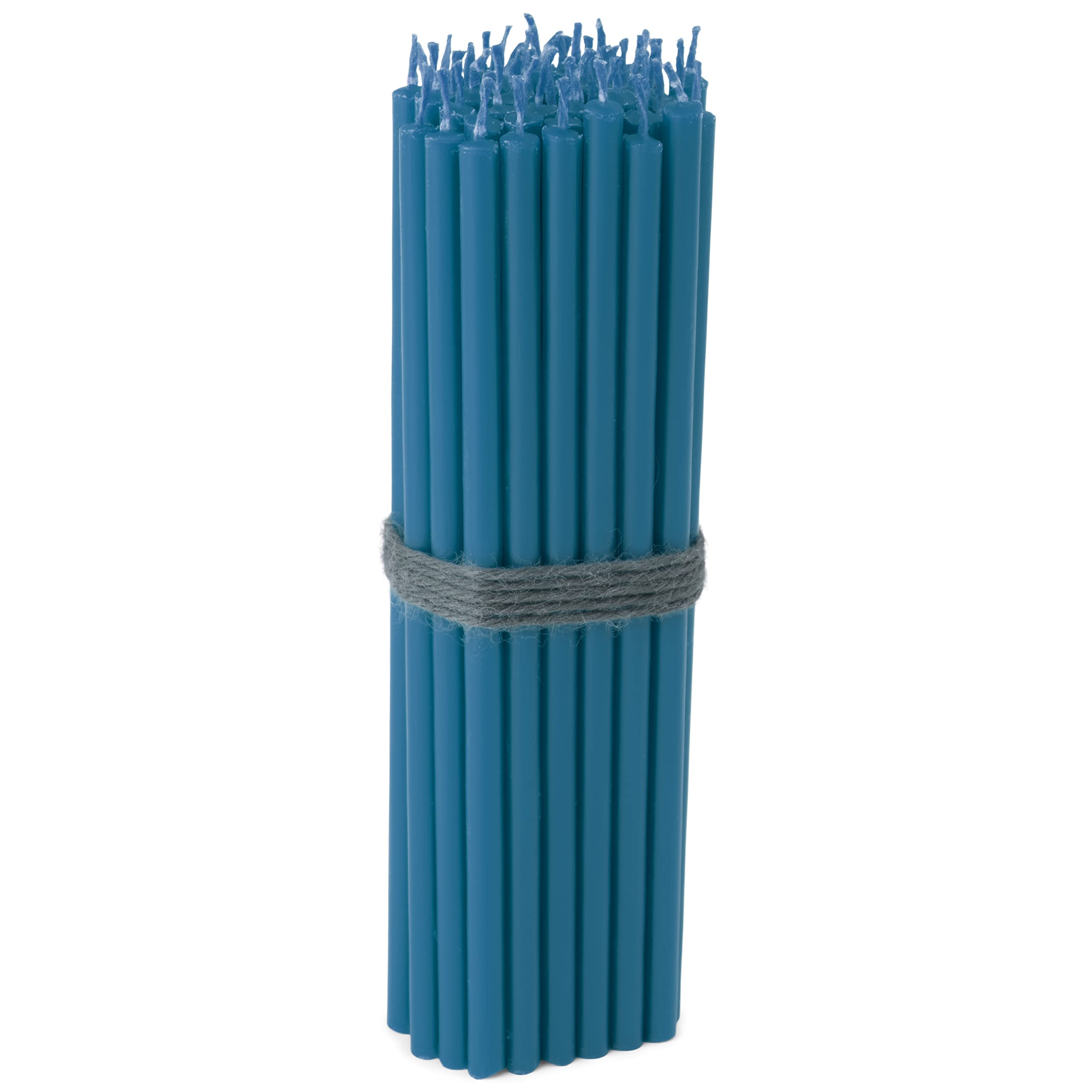 NKlaus - 50x Stick Candles Light Blue drip-sootfree Thin L 16cm Quality Paraffin Wax 36111